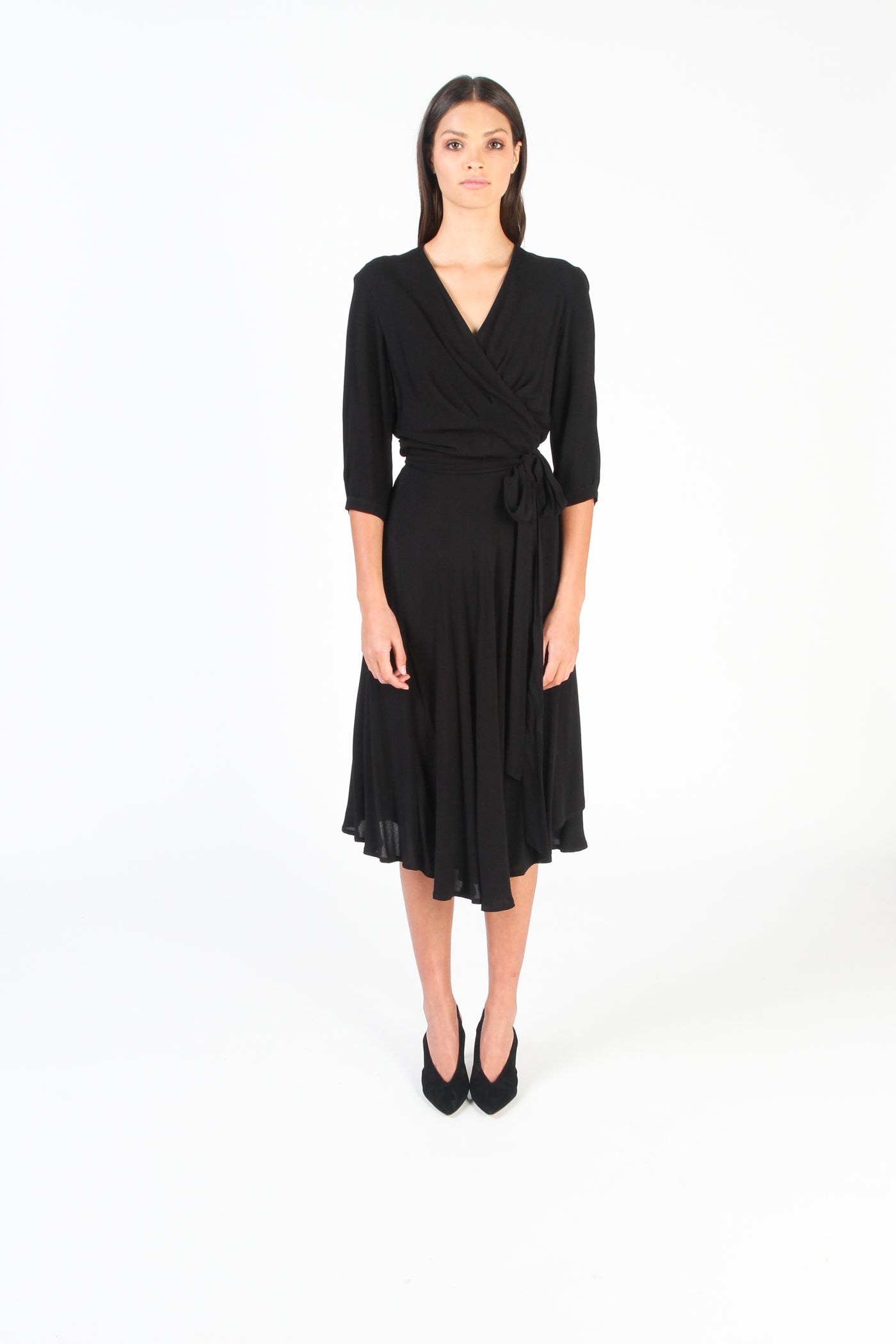 Midi Wrap Dress (Black) – Coco Wellington